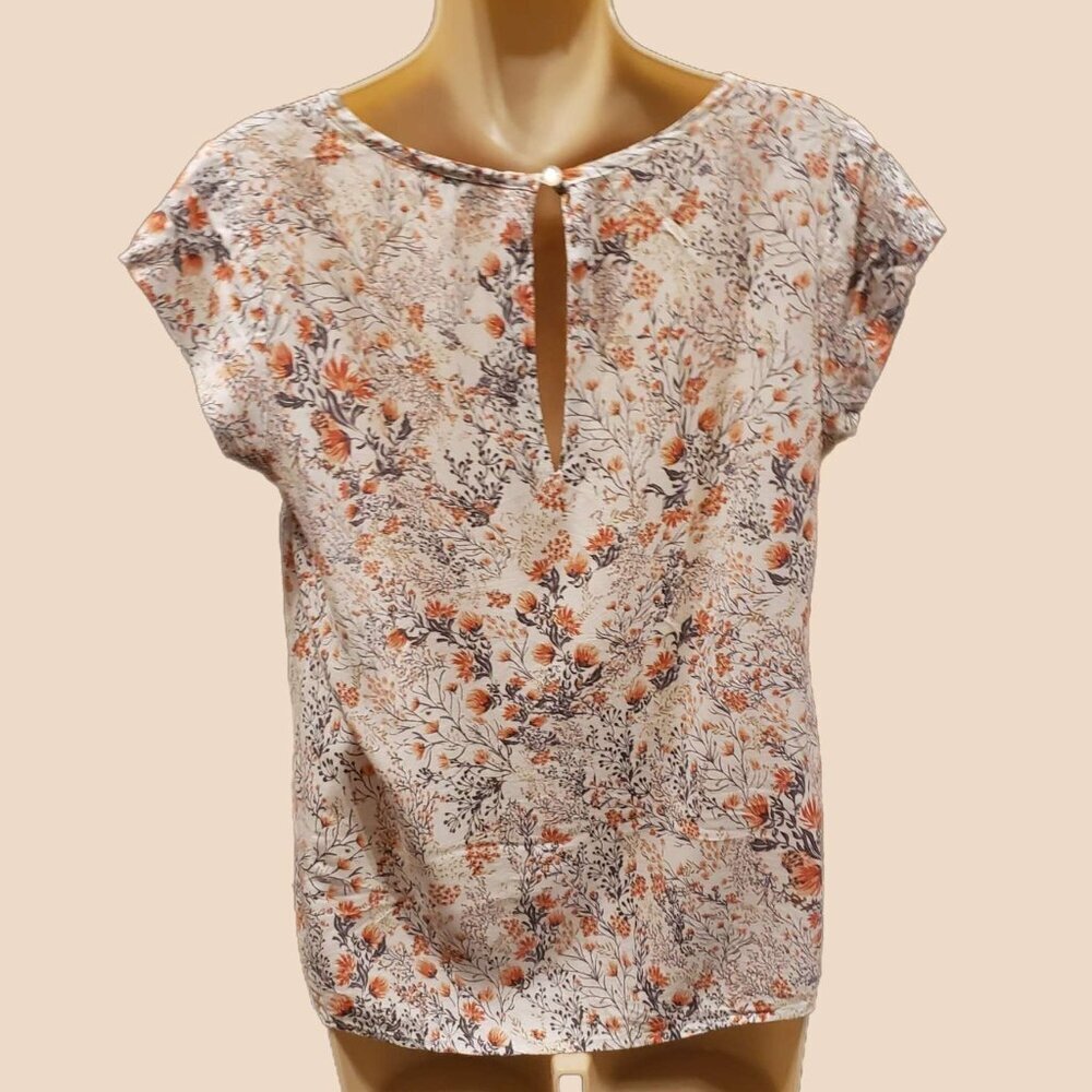 Marina Luna Womens Heritage Cottage Floral Print 100% Rayon Lightweight Blouse S - Picture 4 of 9